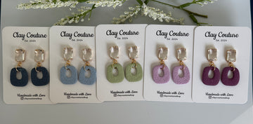 Gemma polymer clay earrings with a crystal stud in all colors
