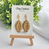Floral Cutout Oval Polymer Clay Earrings | Lightweight Statement Drop Earrings