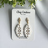 Floral Cutout Oval Polymer Clay Earrings | Lightweight Statement Drop Earrings