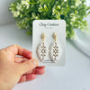 Floral Cutout Oval Polymer Clay Earrings | Lightweight Statement Drop Earrings