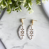 Floral Cutout Oval Polymer Clay Earrings | Lightweight Statement Drop Earrings