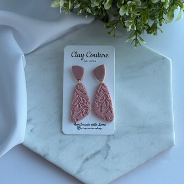 Angela Embossed Drop Polymer Clay Earrings – Lightweight Statement Earrings