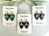 Dagger shaped polymer clay earrings with resin finish and gold studs in three different colors 